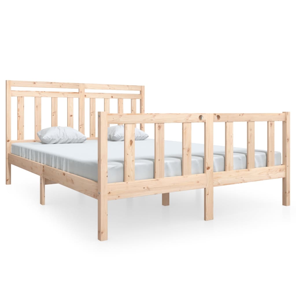 Solid Wood King Size Bed Frame - No Mattress, Elegant Design