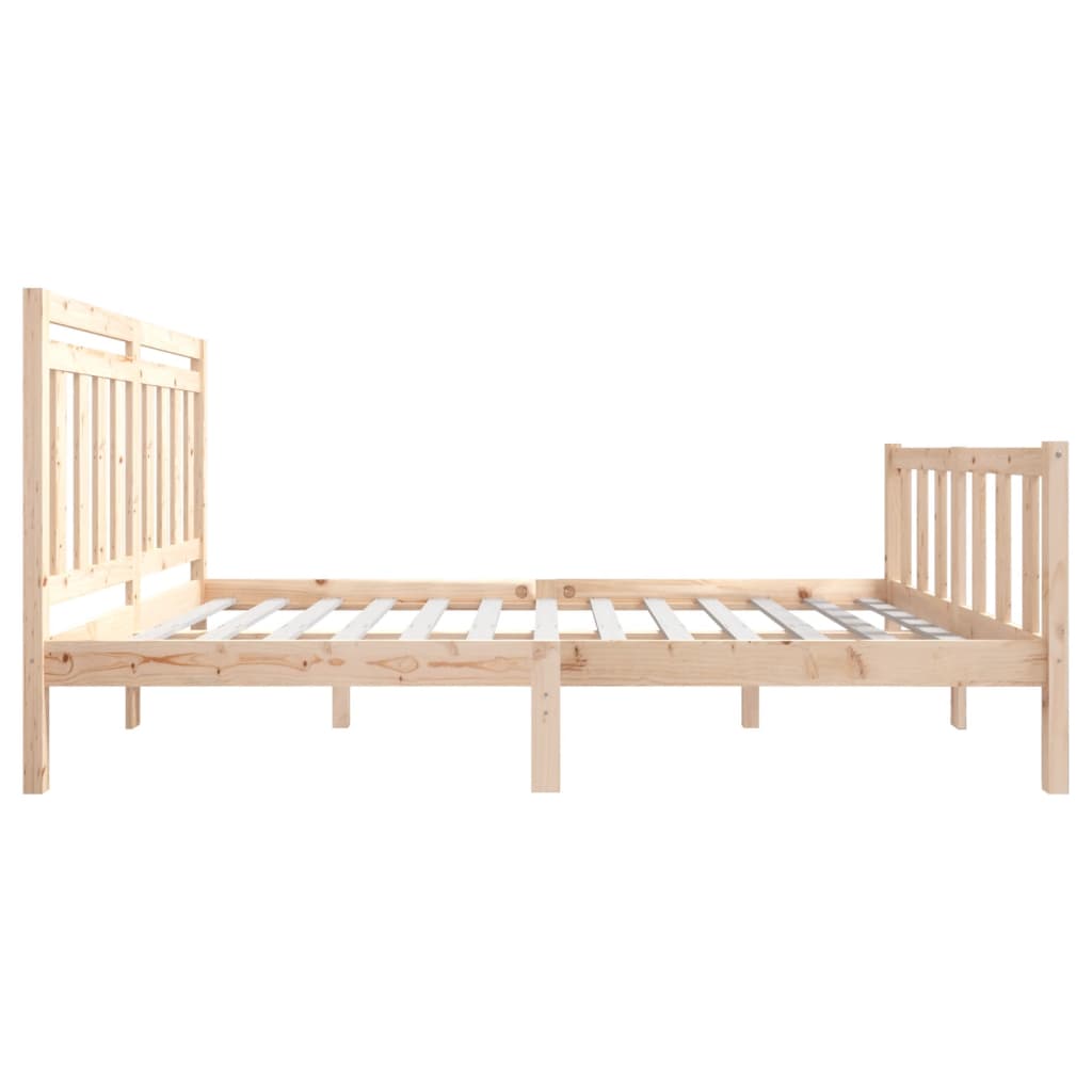 Solid Wood King Size Bed Frame - No Mattress, Elegant Design