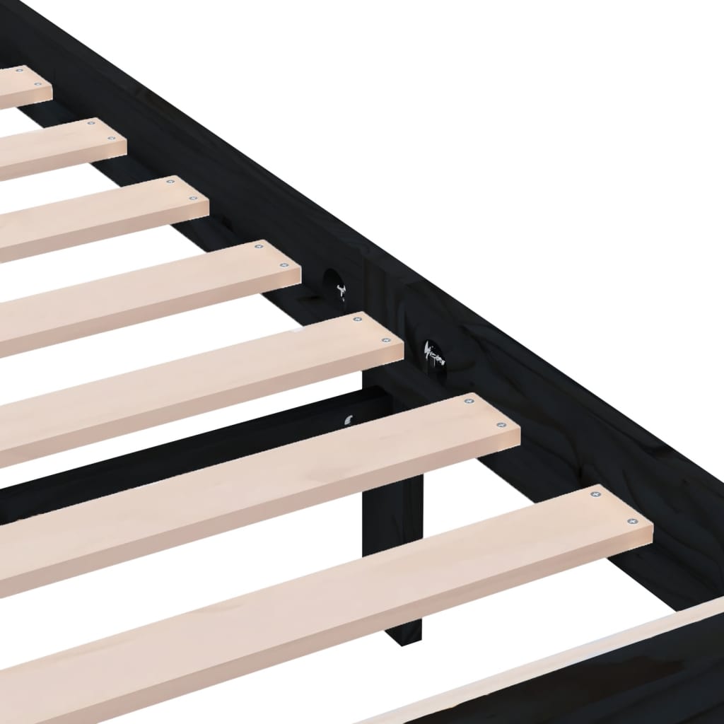 vidaXL Black Solid Wood Bed Frame 200x200 cm - No Mattress Included