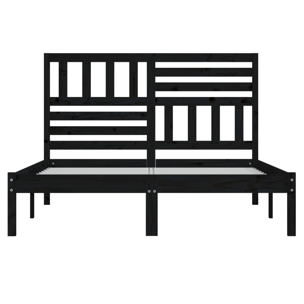 Black Solid Wood Pine Bed Frame 140x190 cm - Mattress Not Included