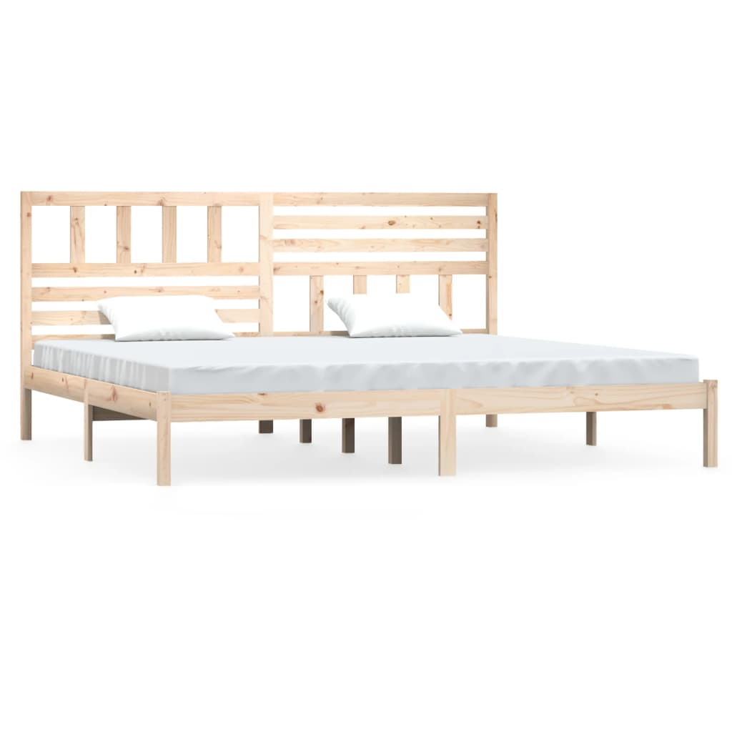 Natural Pine Solid Wood Bed Frame 200x200 cm - No Mattress