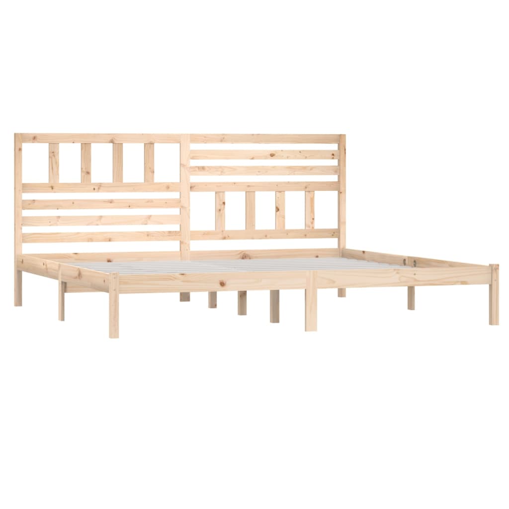 Natural Pine Solid Wood Bed Frame 200x200 cm - No Mattress
