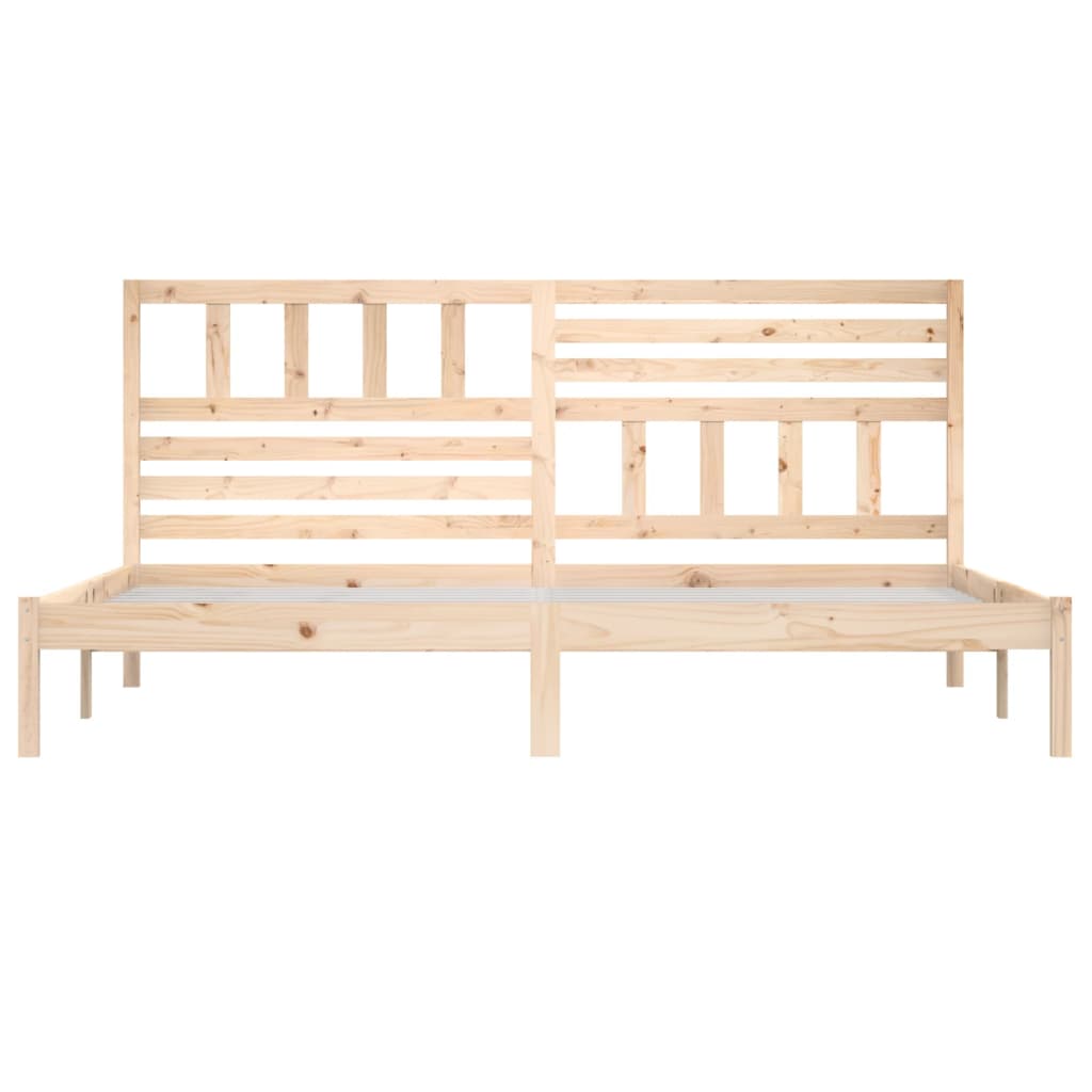 Natural Pine Solid Wood Bed Frame 200x200 cm - No Mattress