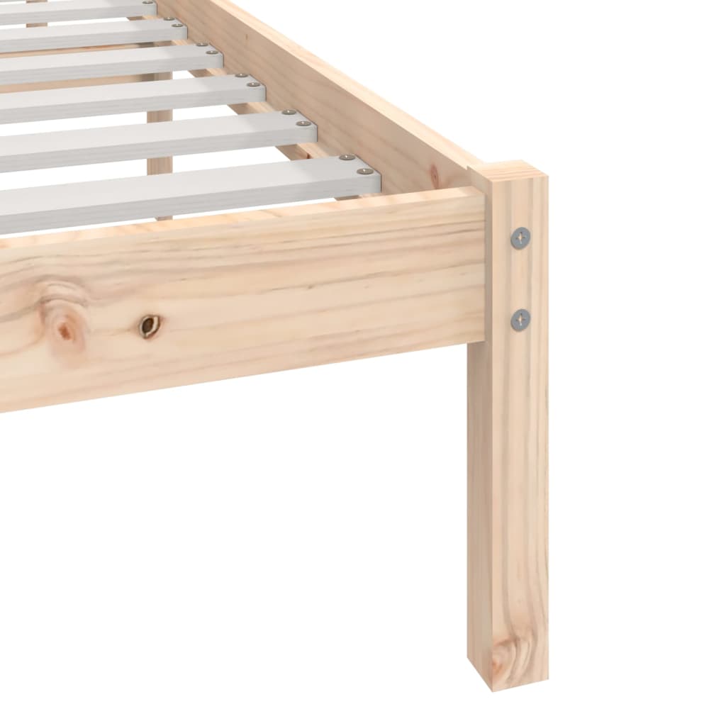 Natural Pine Solid Wood Bed Frame 200x200 cm - No Mattress