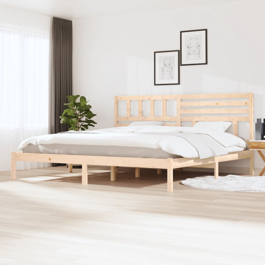 Natural Pine Solid Wood Bed Frame 200x200 cm - No Mattress