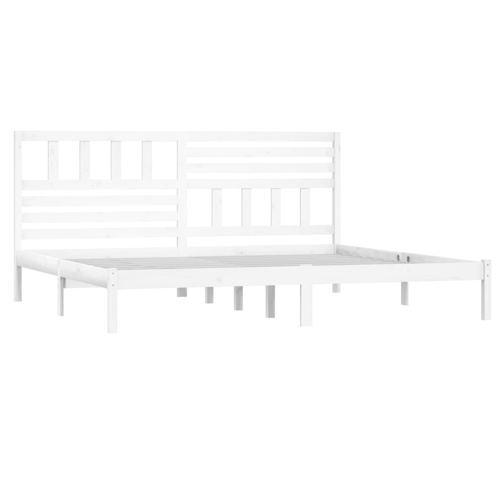 White Solid Wood Pine Bed Frame - 200x200 cm, No Mattress Included
