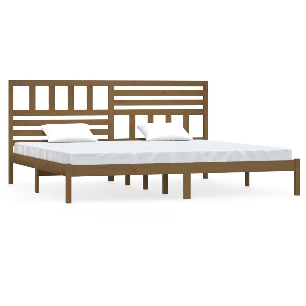 Honey Brown Solid Pine Wood Bed Frame 200x200 cm - No Mattress