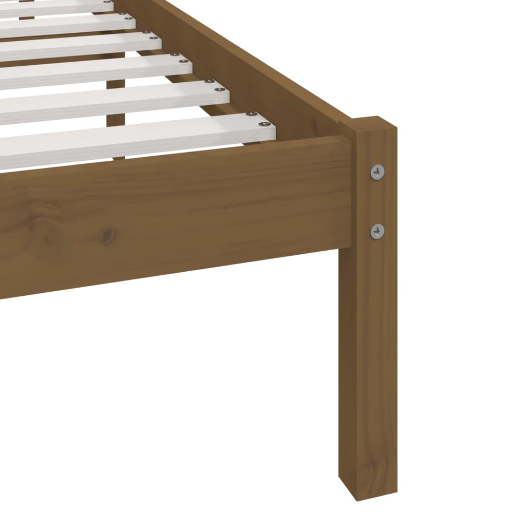 Honey Brown Solid Pine Wood Bed Frame 200x200 cm - No Mattress