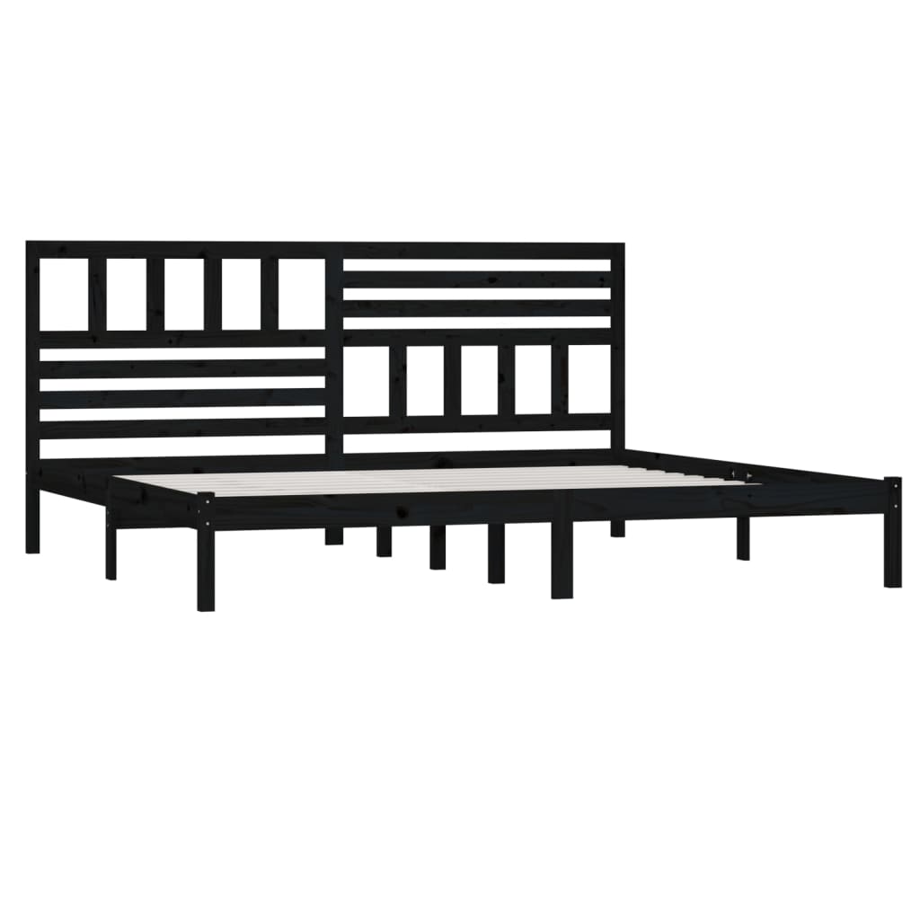 Black Solid Wood Pine Bed Frame 200x200 cm - No Mattress Included