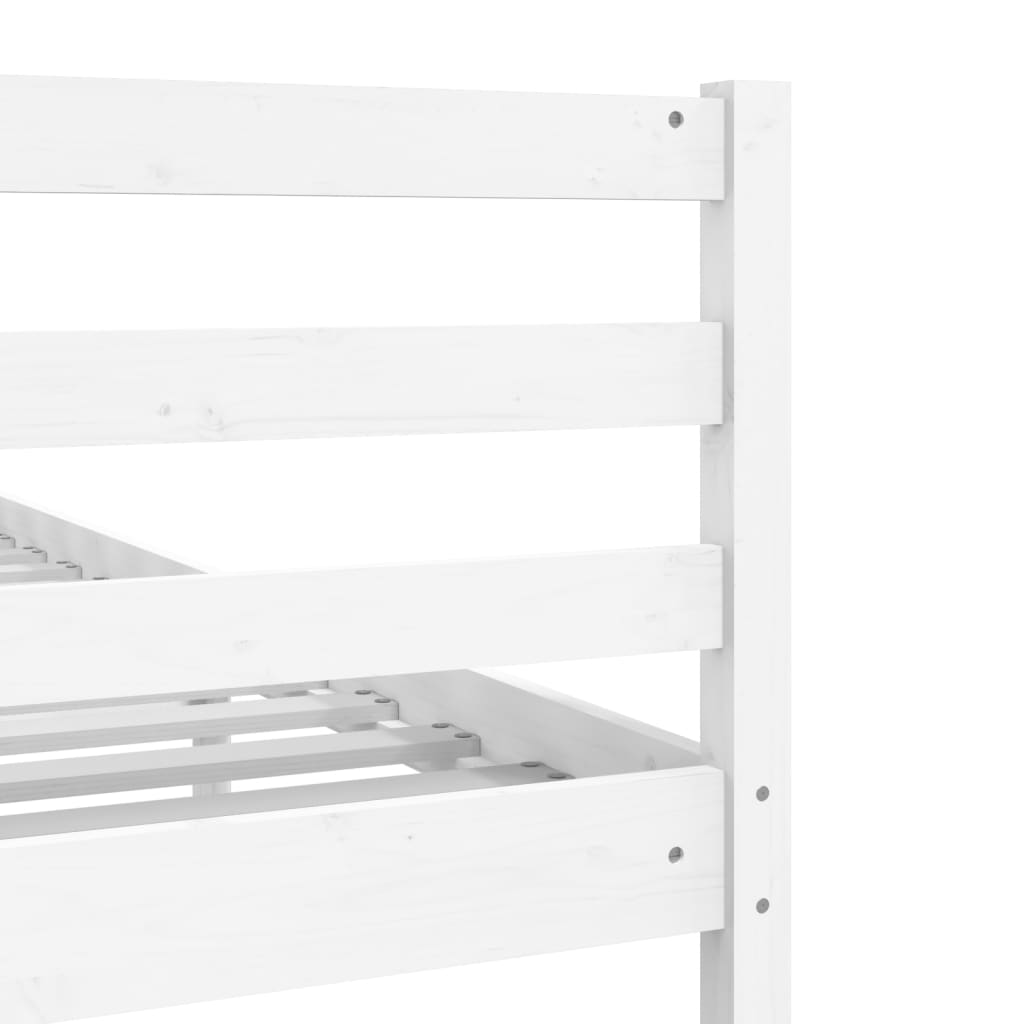 Solid Wood Small Double Bed Frame - White 120x190 cm
