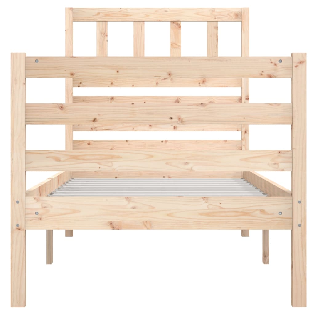 Solid Wood Bed Frame 90x200 cm, Natural Finish, No Mattress Included