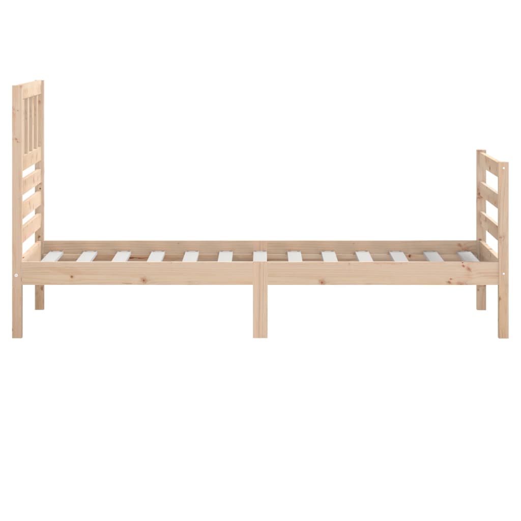 Solid Wood Bed Frame 90x200 cm, Natural Finish, No Mattress Included