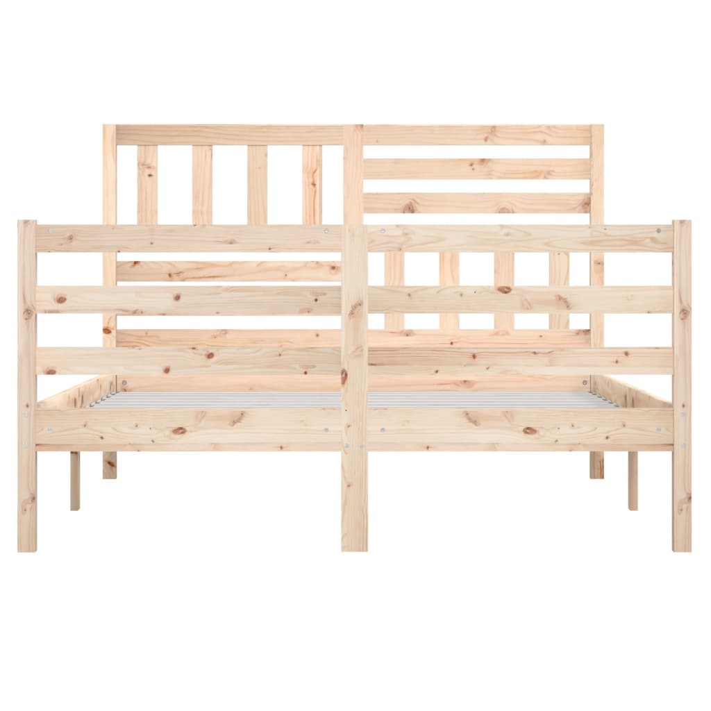 Solid Wood Bed Frame 140x200cm - Natural Finish, No Mattress