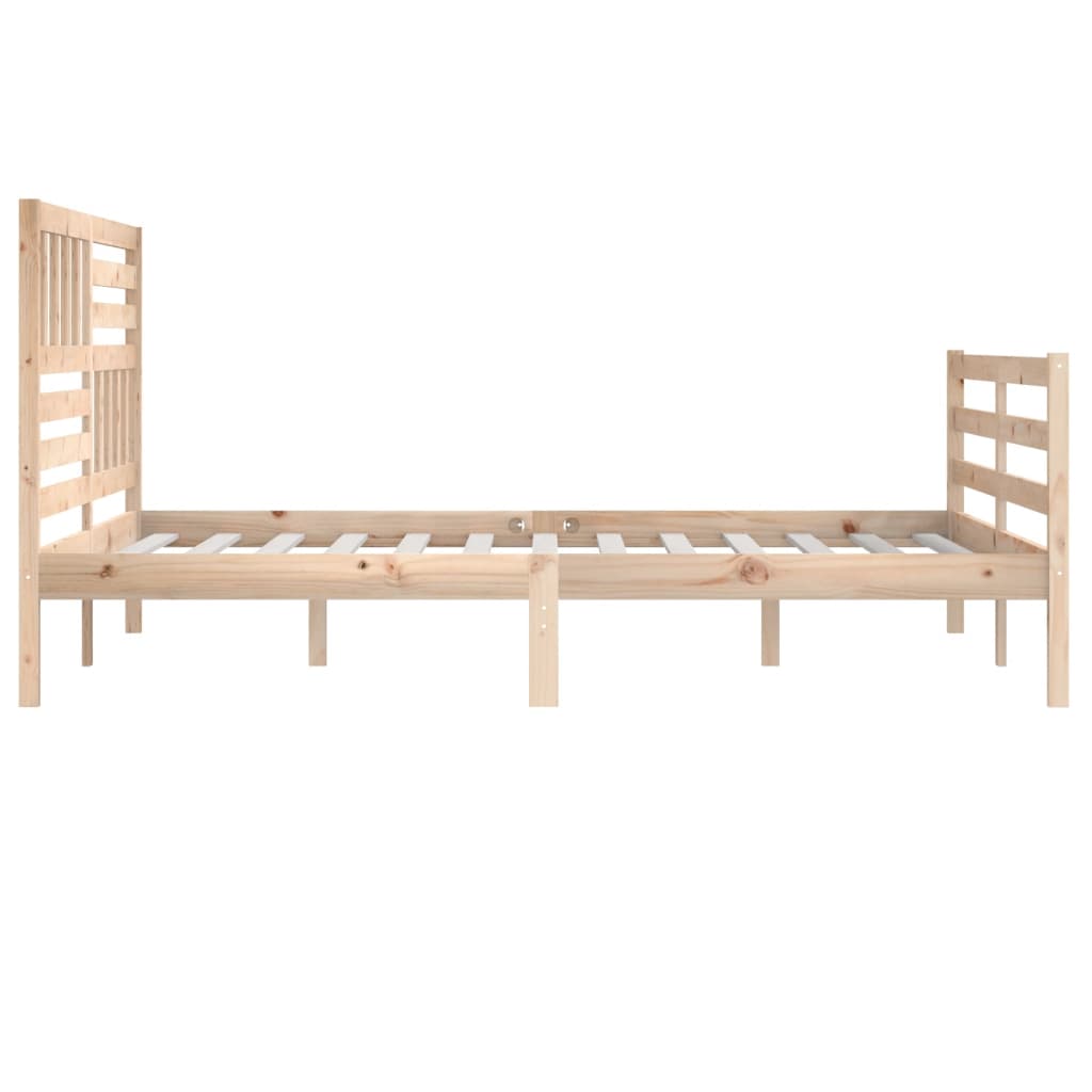 Solid Wood Bed Frame 200x200 cm - Natural Finish