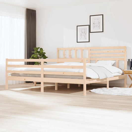 Solid Wood Bed Frame 200x200 cm - Natural Finish