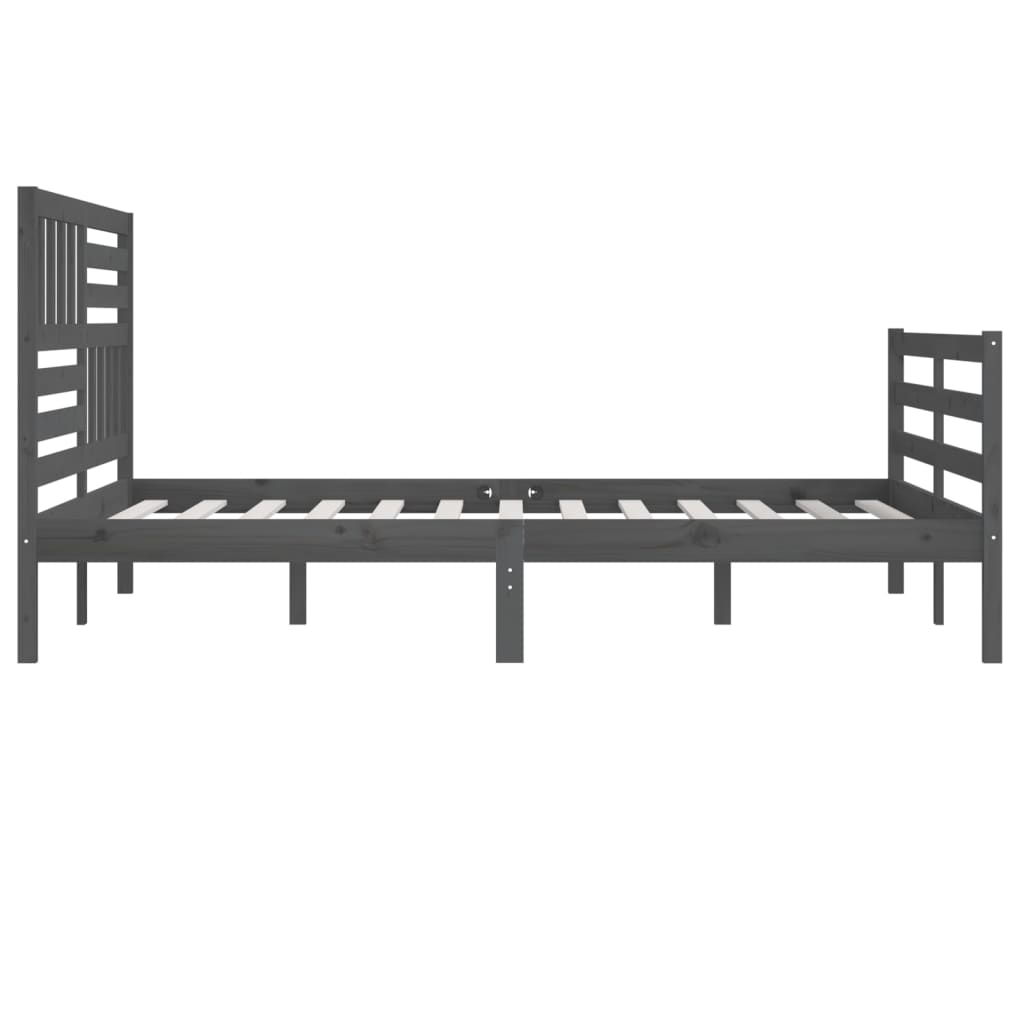 Solid Wood Grey Bed Frame 200x200 cm - No Mattress Included