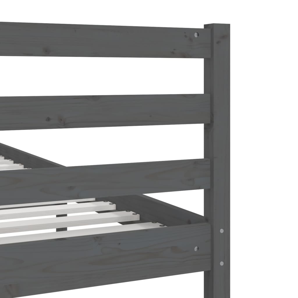 Solid Wood Grey Bed Frame 200x200 cm - No Mattress Included