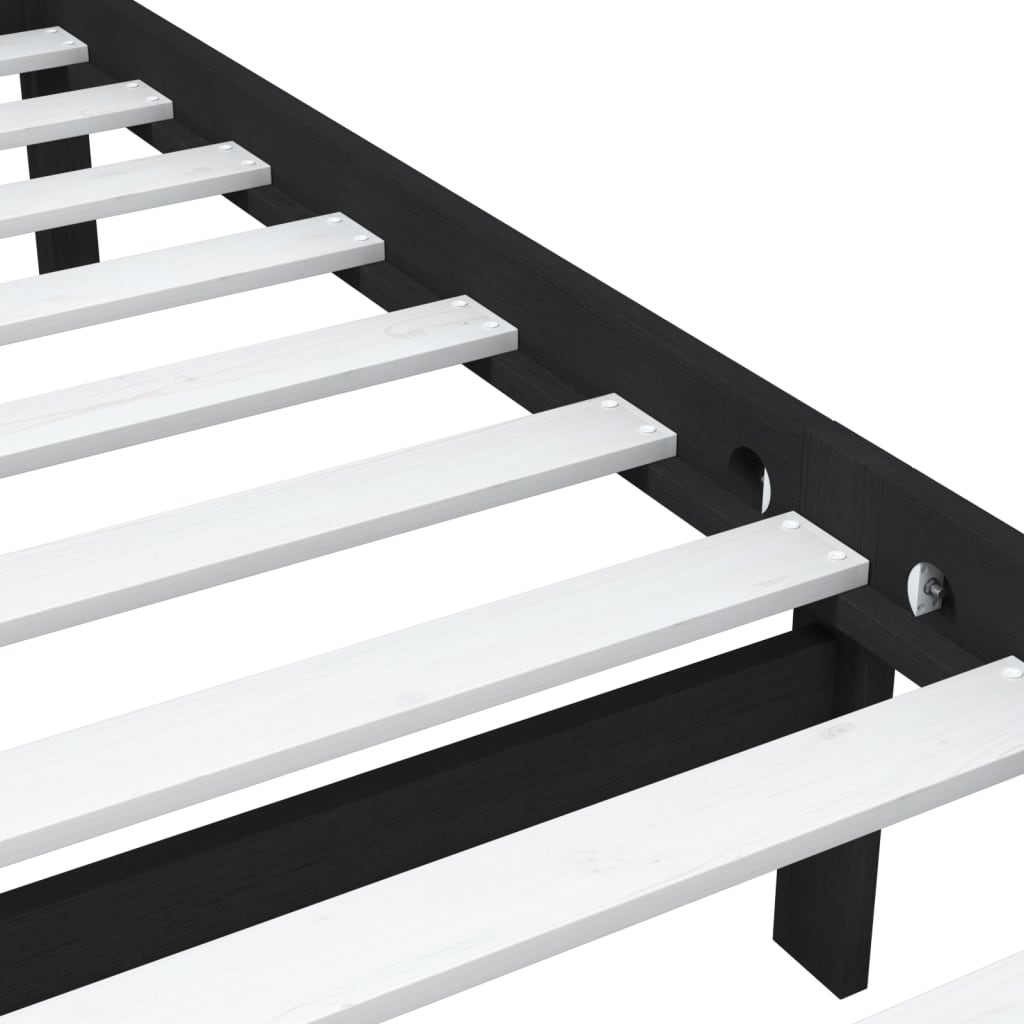 Solid Wood Black Small Single Bed Frame - Mattress Not Included