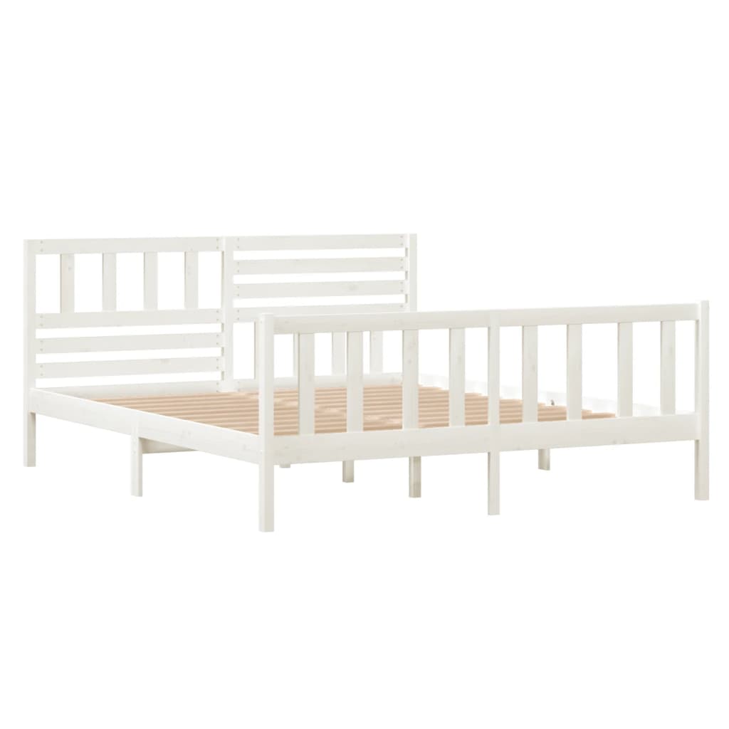 White Solid Wood Bed Frame 140x190 cm - vidaXL 3101134