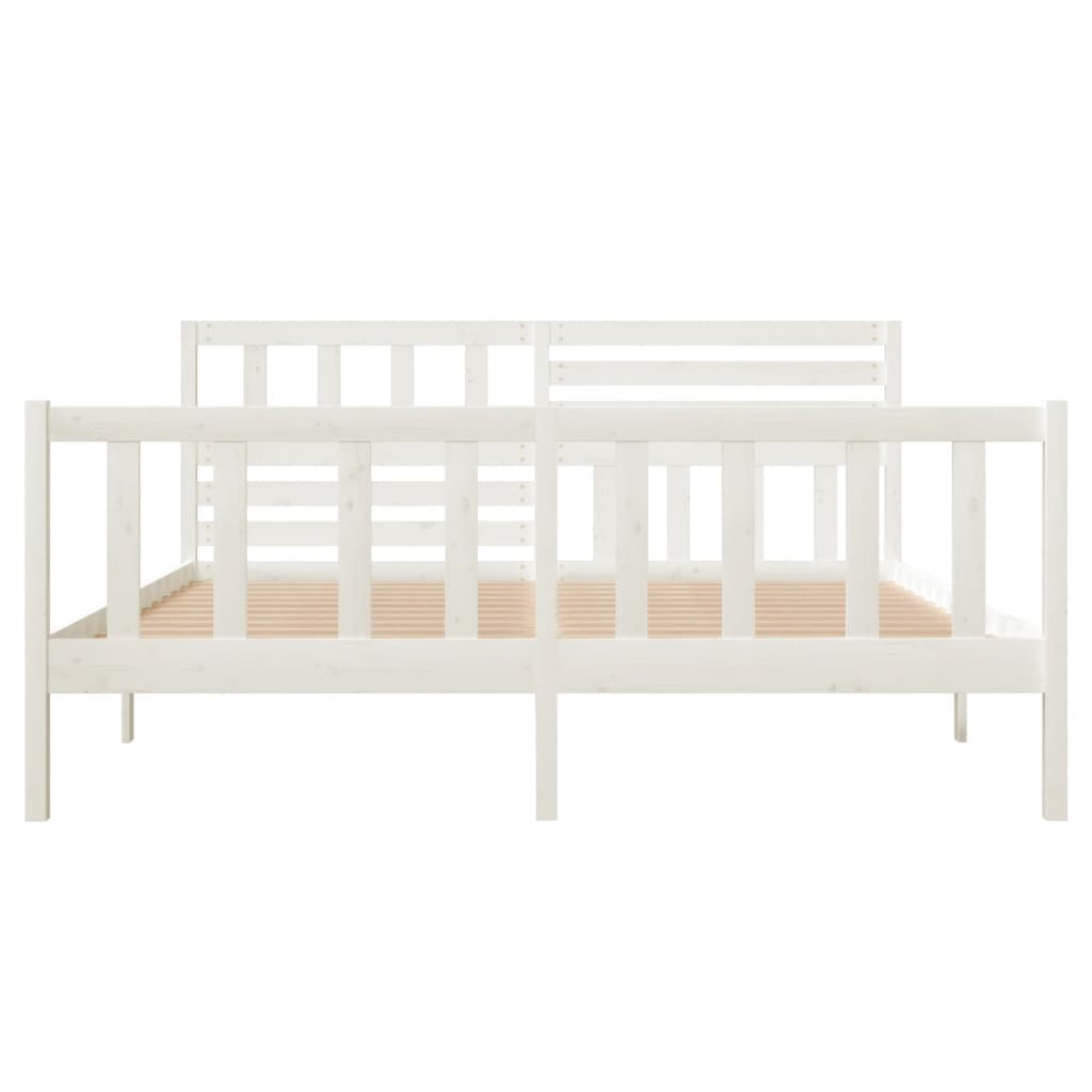 White Solid Wood Bed Frame 140x190 cm - vidaXL 3101134
