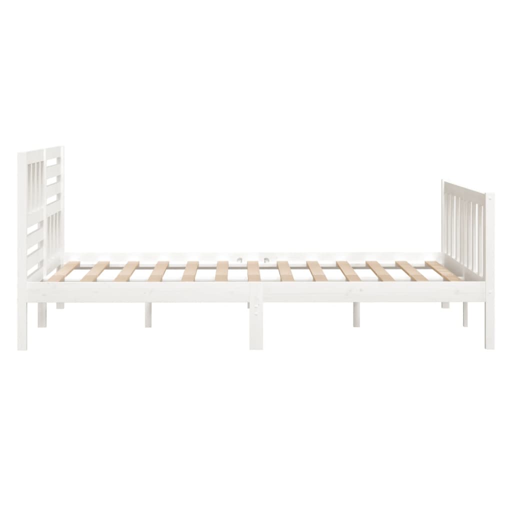 White Solid Wood Bed Frame 140x190 cm - vidaXL 3101134