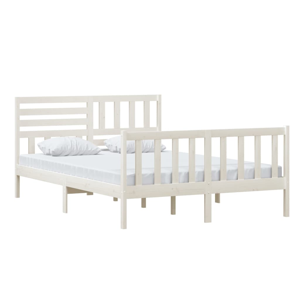White Solid Wood Bed Frame 140x200 cm - vidaXL (No Mattress)