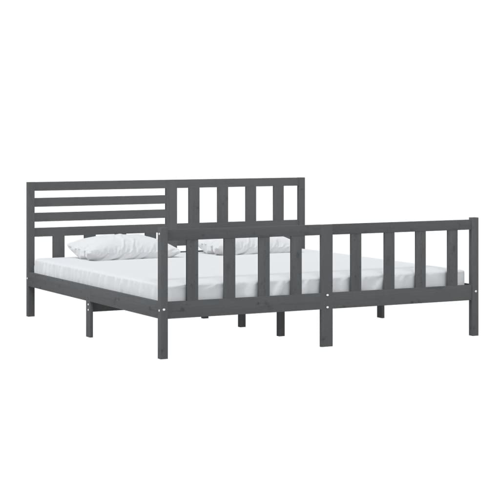 vidaXL Grey Solid Wood Bed Frame 200x200cm - No Mattress Included
