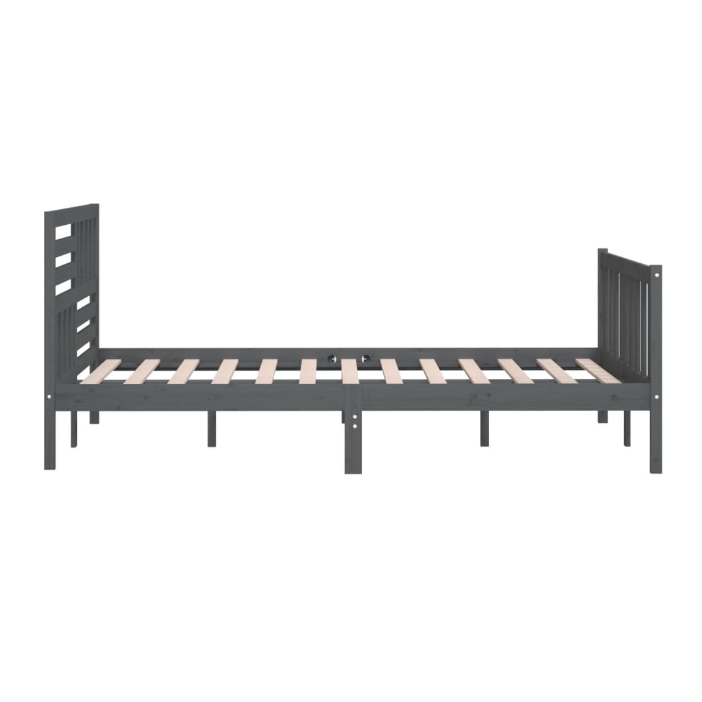 vidaXL Grey Solid Wood Bed Frame 200x200cm - No Mattress Included