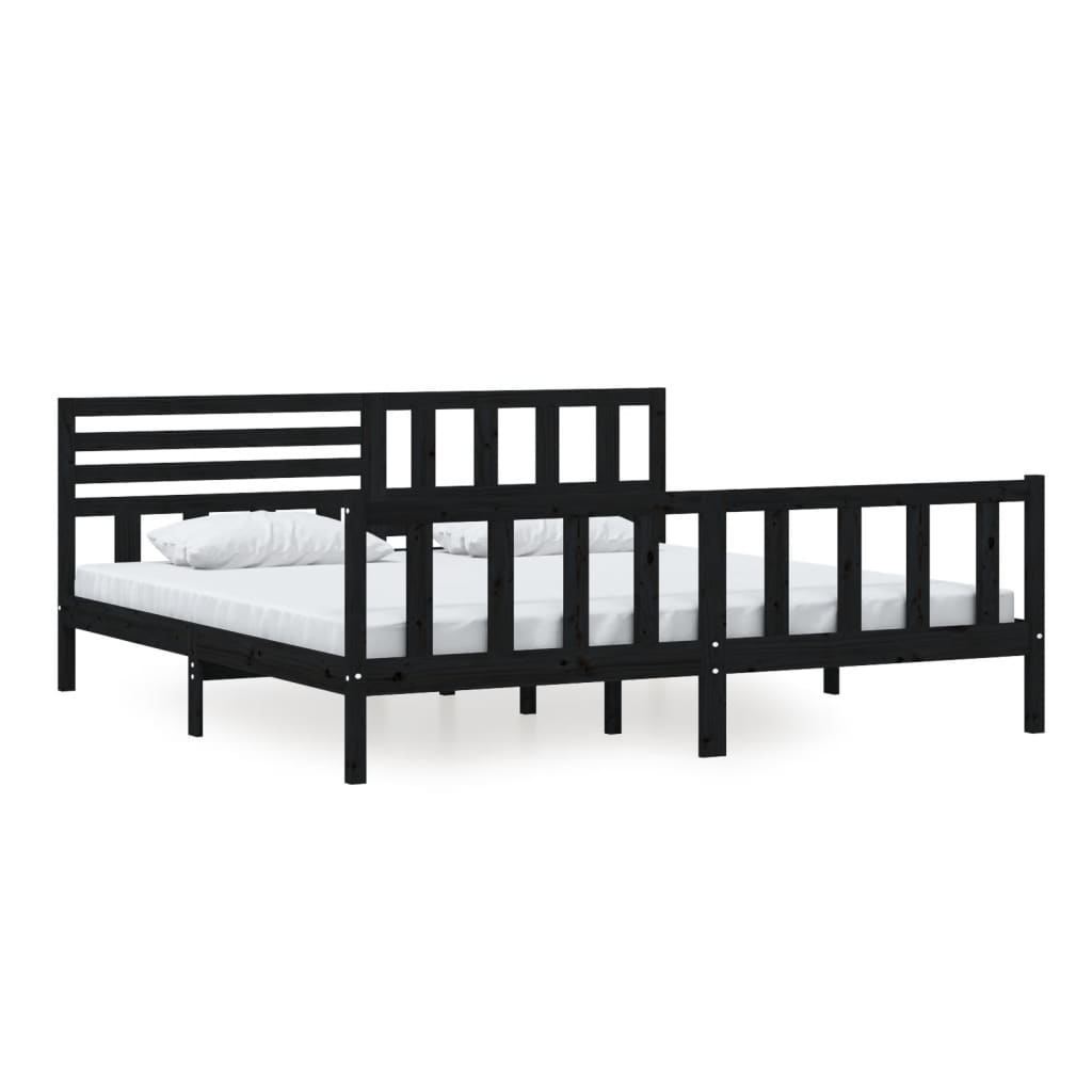 Black Solid Wood Bed Frame 200x200 cm - vidaXL (No Mattress)