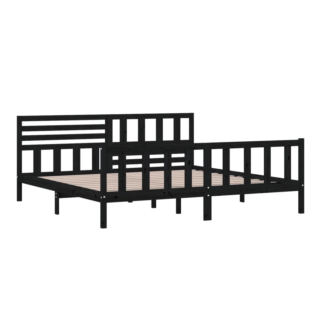 Black Solid Wood Bed Frame 200x200 cm - vidaXL (No Mattress)