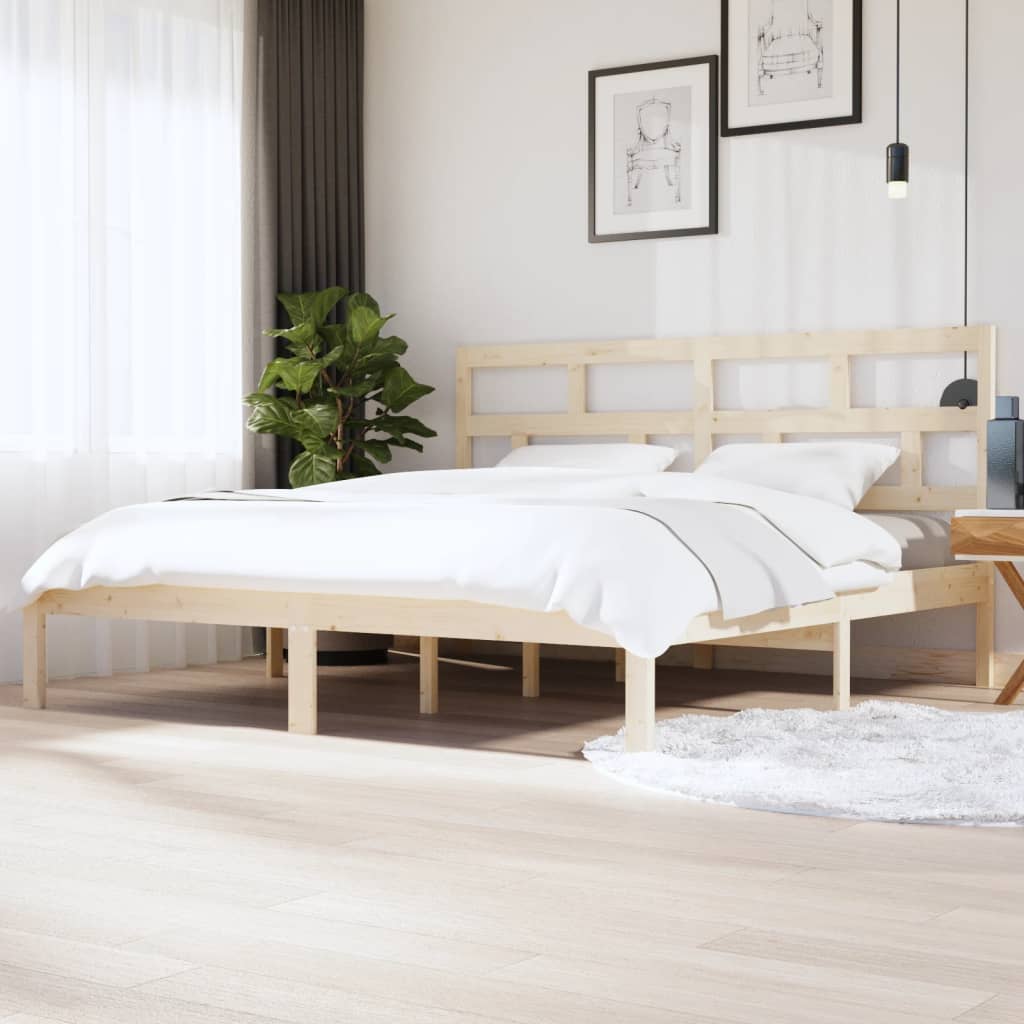 Solid Pine Wood Bed Frame 200x200 cm - vidaXL (No Mattress)