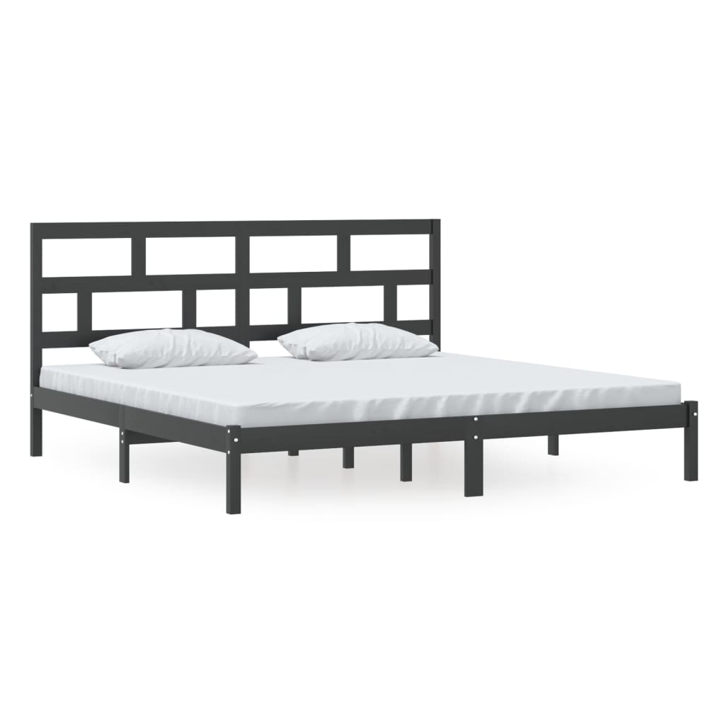 vidaXL Black Pine Wood Bed Frame 200x200 cm - Solid & Stylish