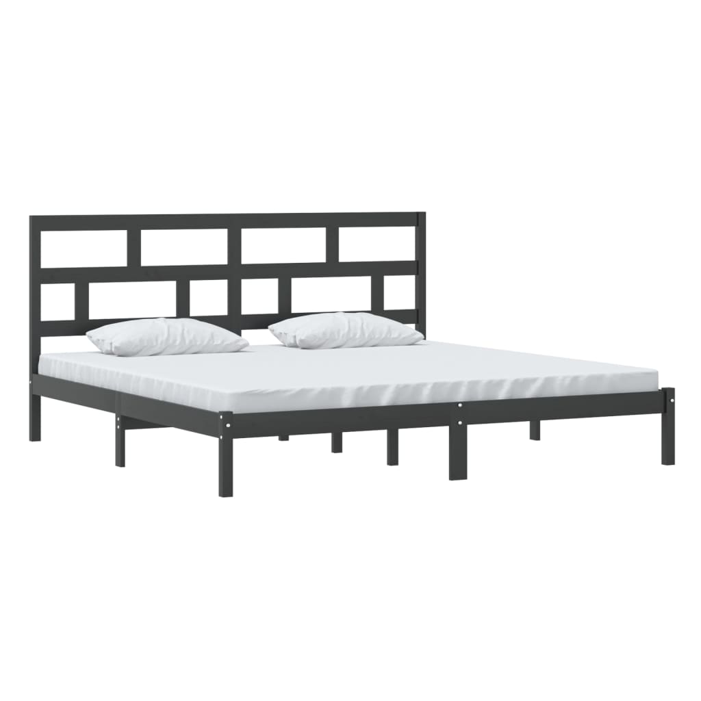 vidaXL Black Pine Wood Bed Frame 200x200 cm - Solid & Stylish