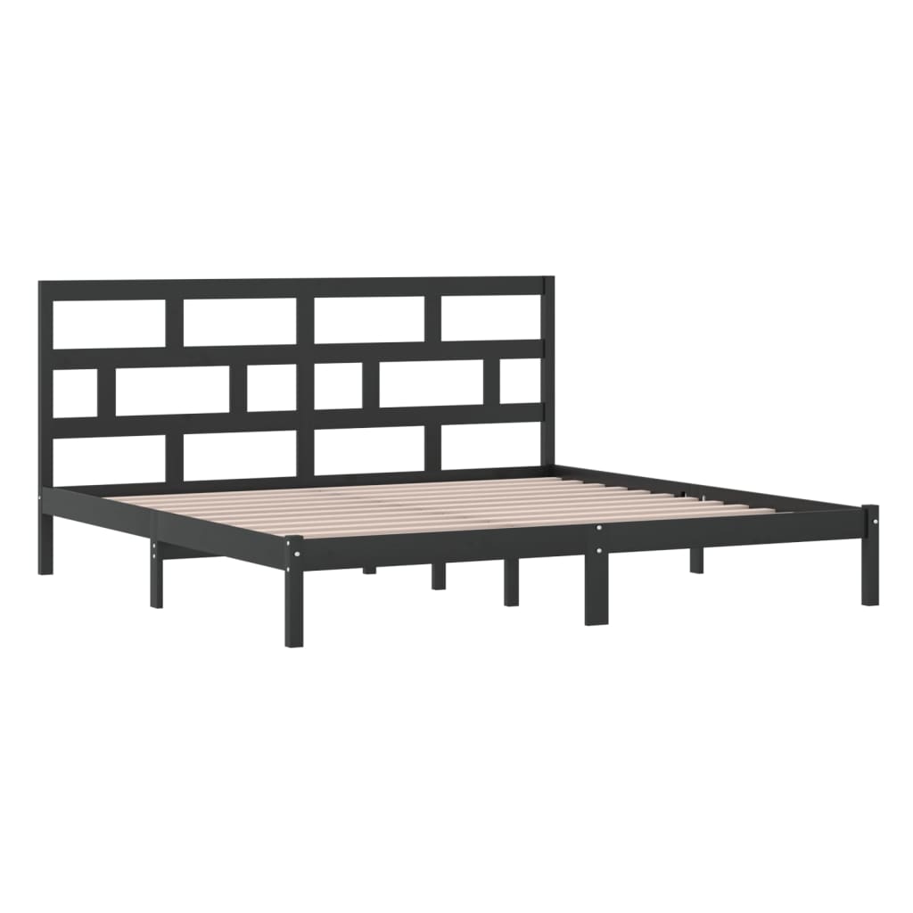 vidaXL Black Pine Wood Bed Frame 200x200 cm - Solid & Stylish