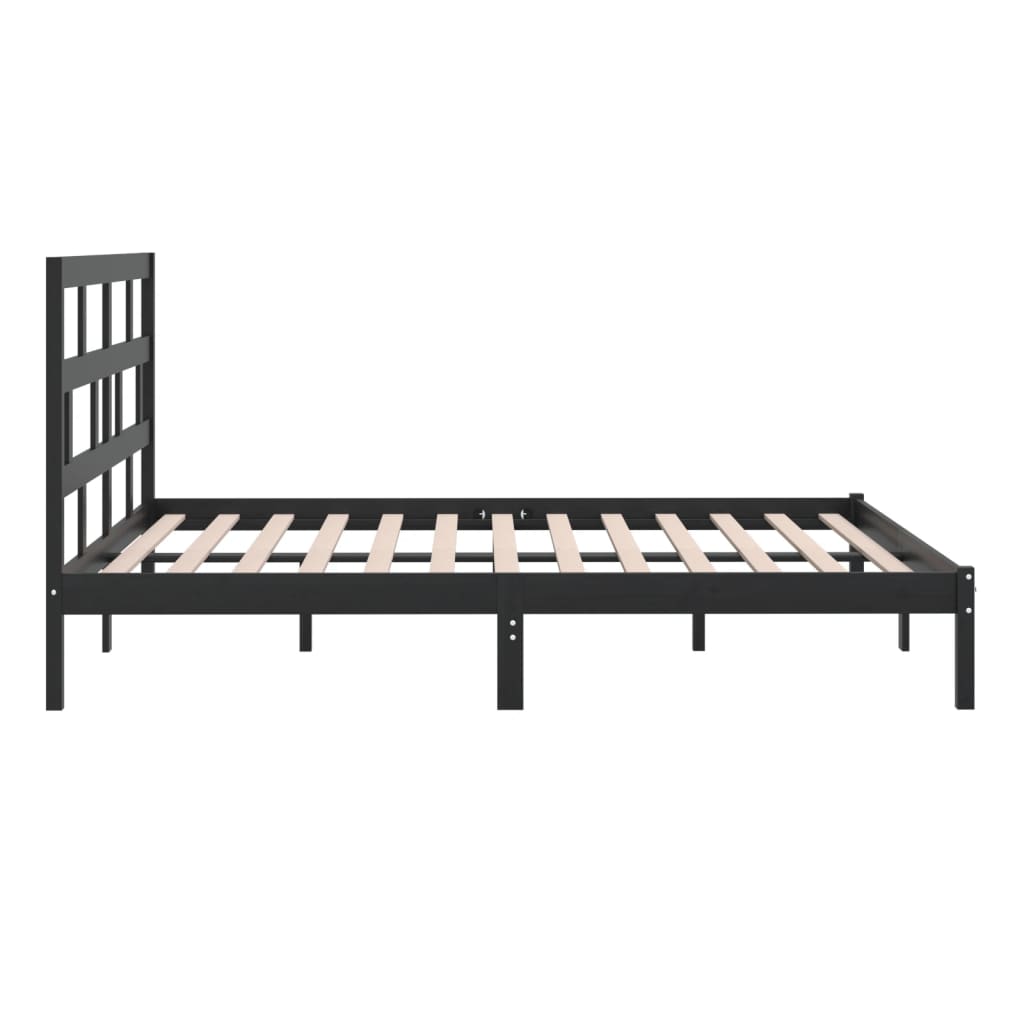 vidaXL Black Pine Wood Bed Frame 200x200 cm - Solid & Stylish