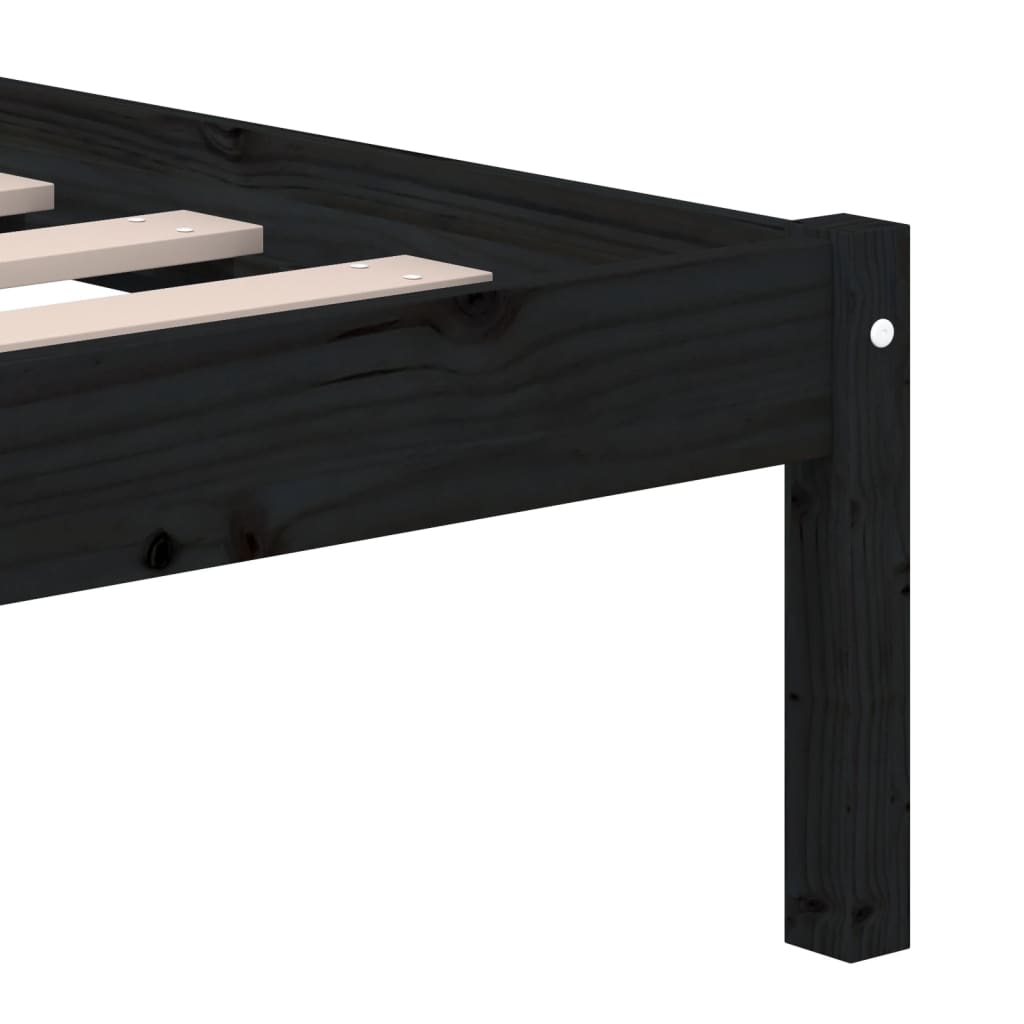 vidaXL Black Pine Wood Bed Frame 200x200 cm - Solid & Stylish