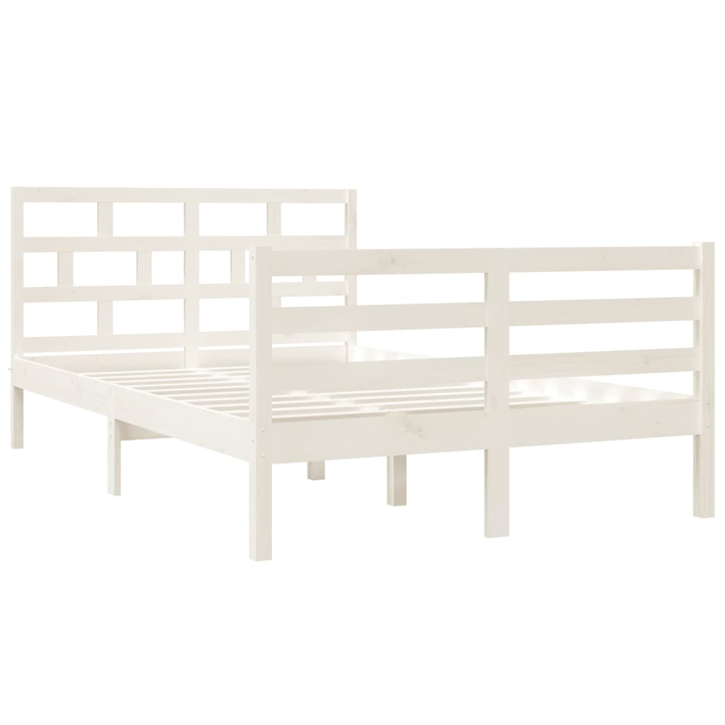 White Solid Wood Small Double Bed Frame - No Mattress Included