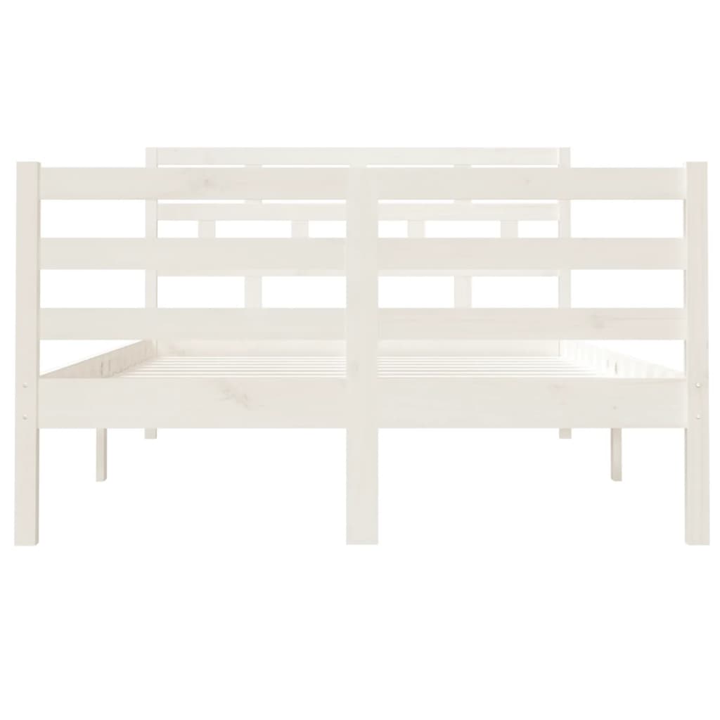 White Solid Wood Small Double Bed Frame - No Mattress Included