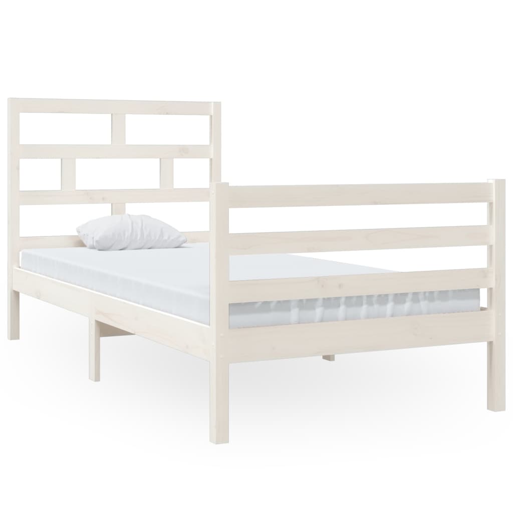 White Solid Wood Bed Frame 90x200 cm - vidaXL 3101269