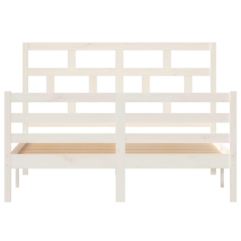 White Solid Wood Bed Frame 140x200 cm - vidaXL (No Mattress)