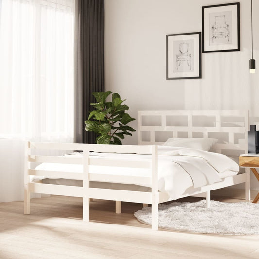 White Solid Wood Bed Frame 140x200 cm - vidaXL (No Mattress)
