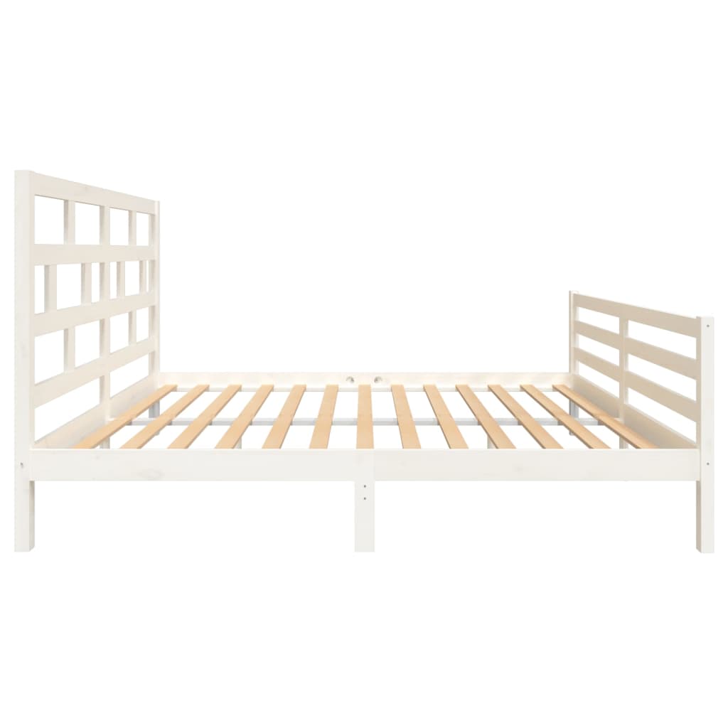 White Solid Wood King Size Bed Frame - No Mattress Included
