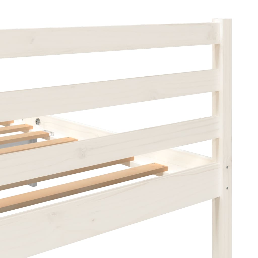 White Solid Wood King Size Bed Frame - No Mattress Included