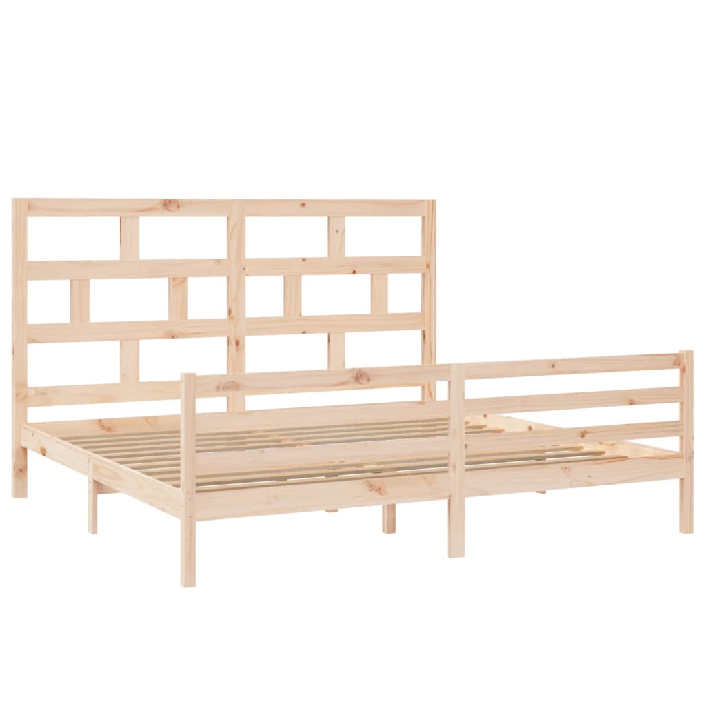 Solid Wood Bed Frame 200x200 cm - vidaXL 3101303, No Mattress Included