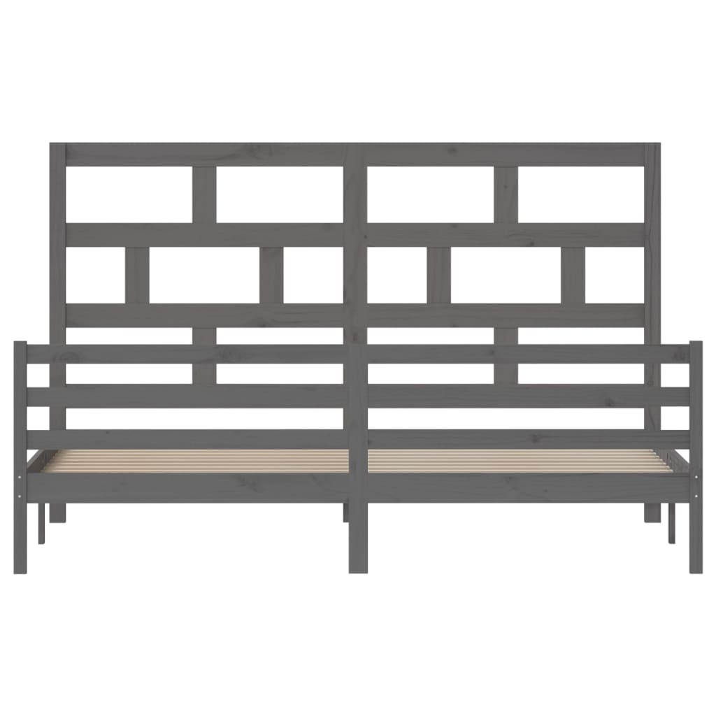 Grey Solid Wood Bed Frame 200x200 cm - vidaXL 3101305