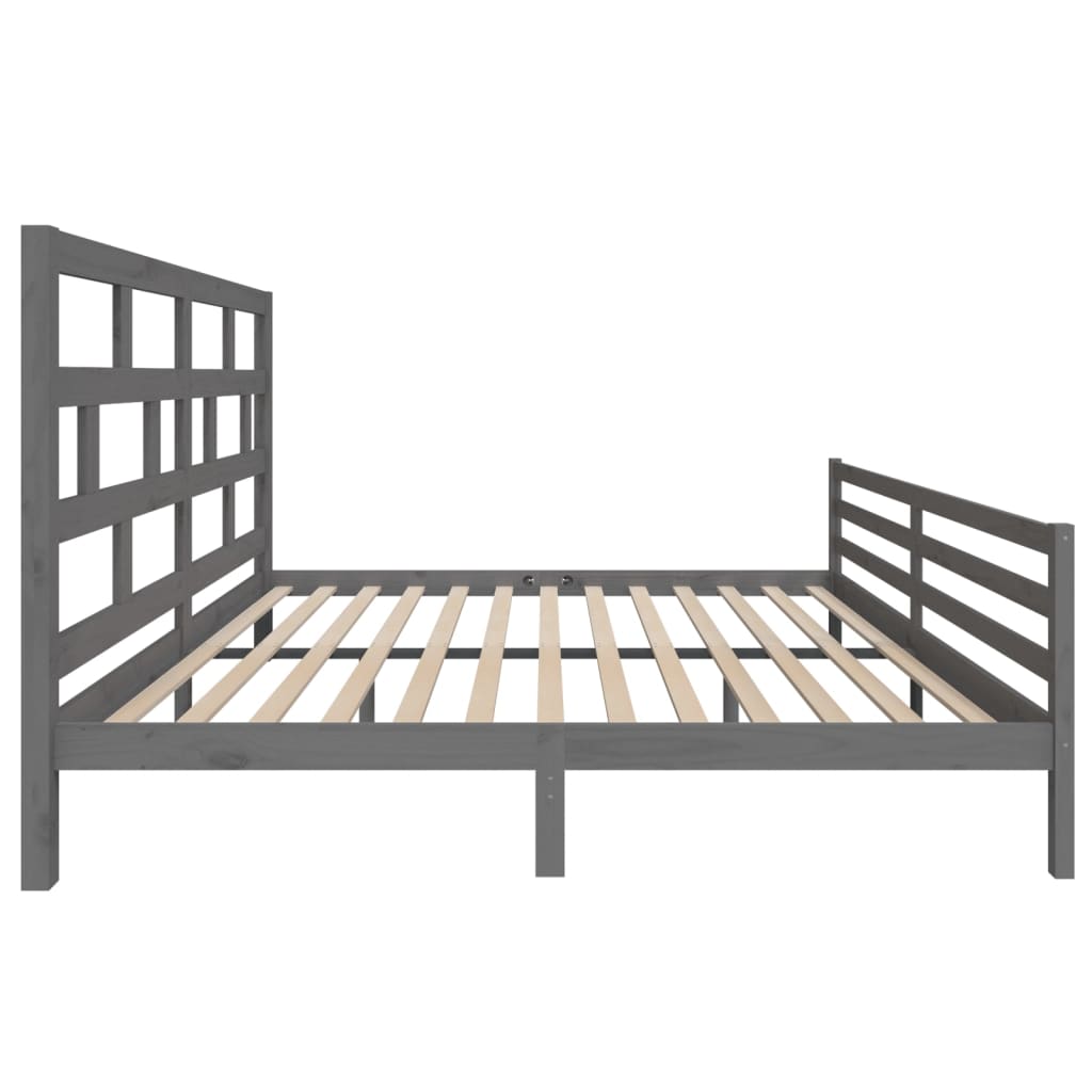 Grey Solid Wood Bed Frame 200x200 cm - vidaXL 3101305