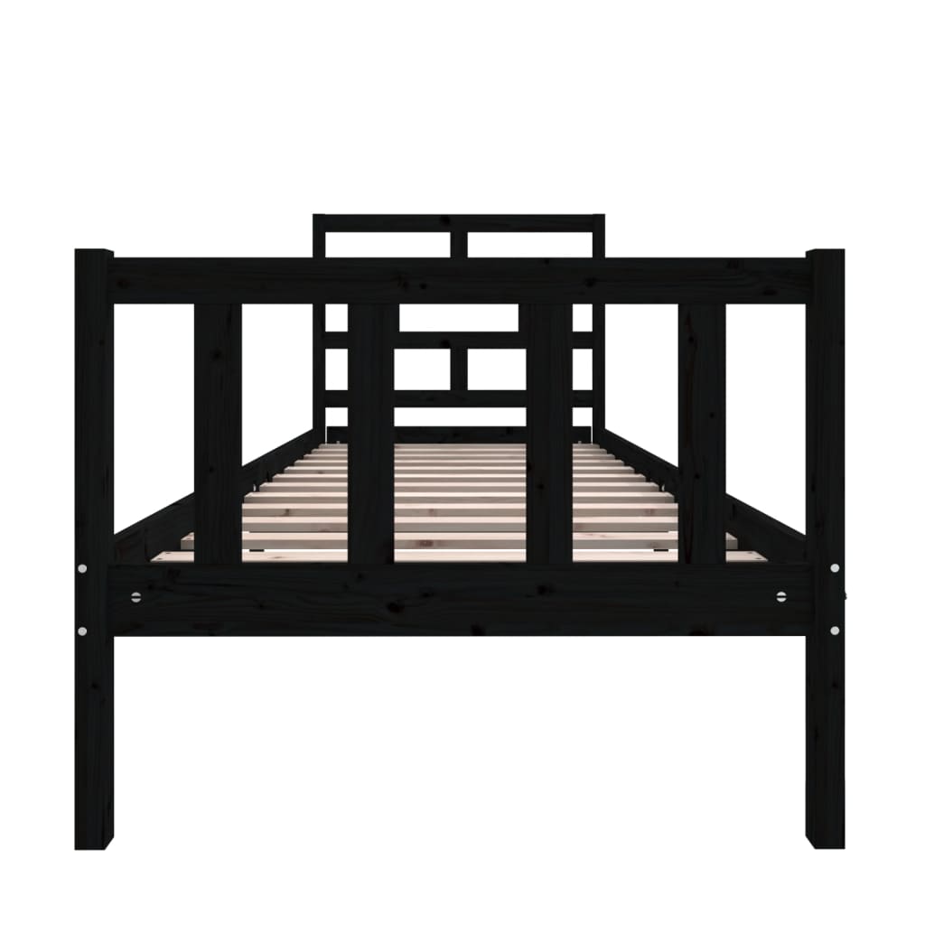 Black Solid Pine Wood Bed Frame, Small Single (Mattress Not Included)