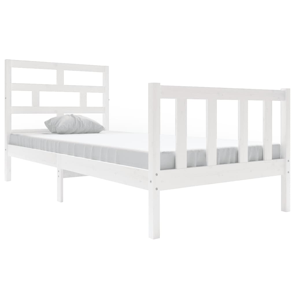 Solid Wood White Bed Frame 90x200 cm | vidaXL (No Mattress)