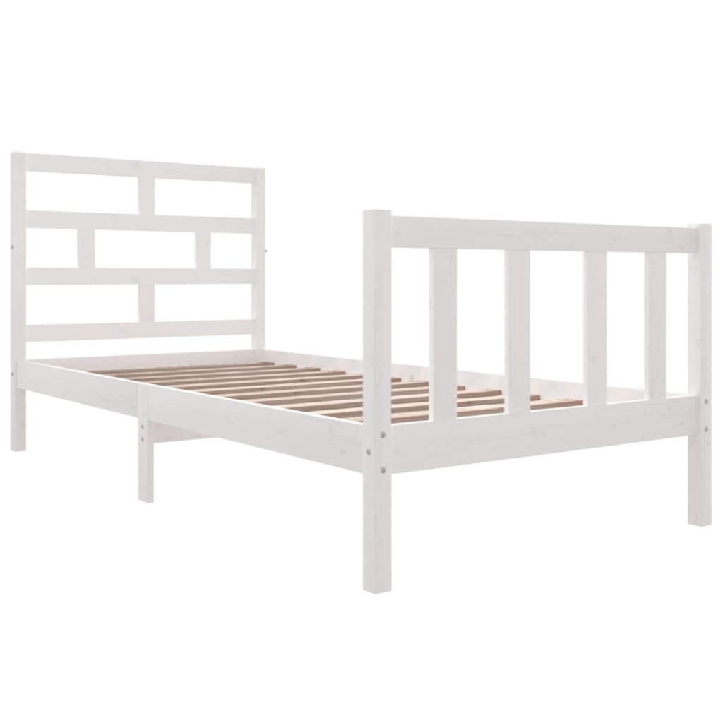 Solid Wood White Bed Frame 90x200 cm | vidaXL (No Mattress)