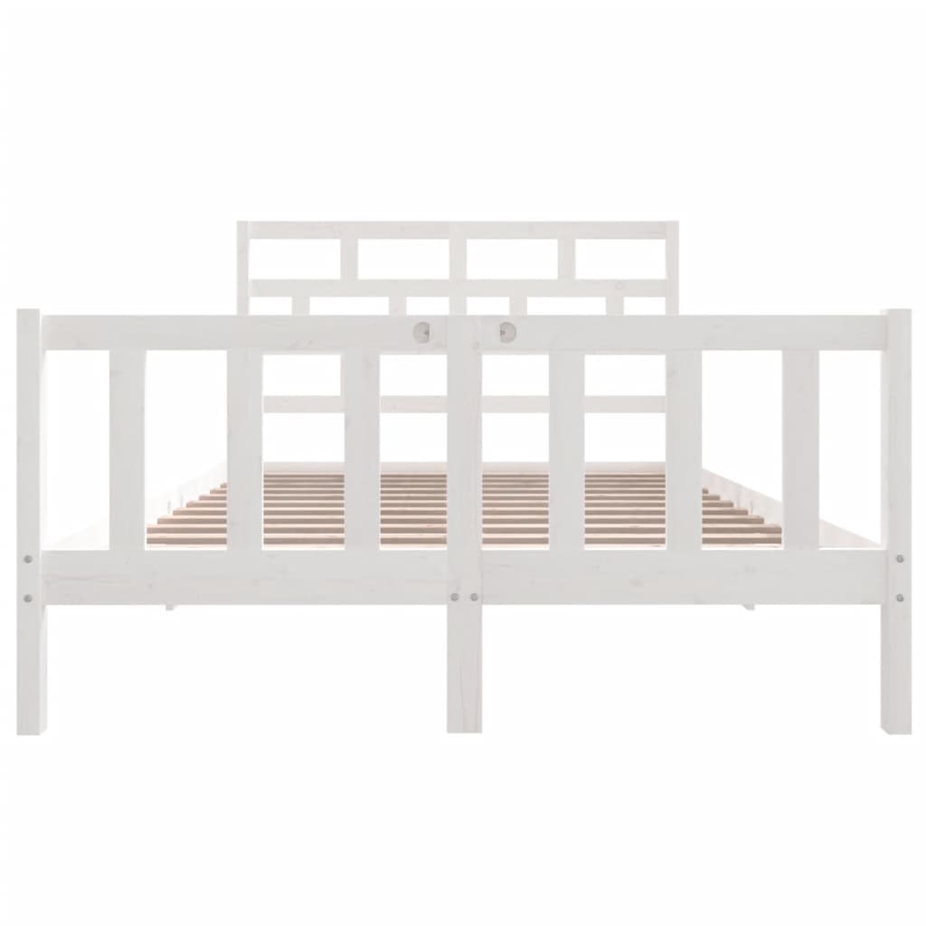 White Solid Wood Bed Frame 140x200 cm by vidaXL - No Mattress Included